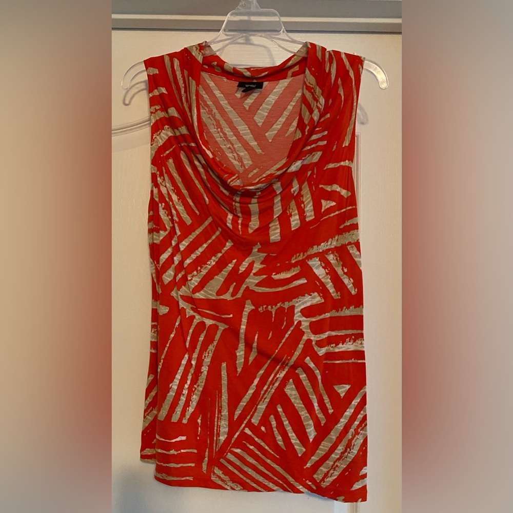 Mossimo Vibrant Orange and Tan Patterned Top